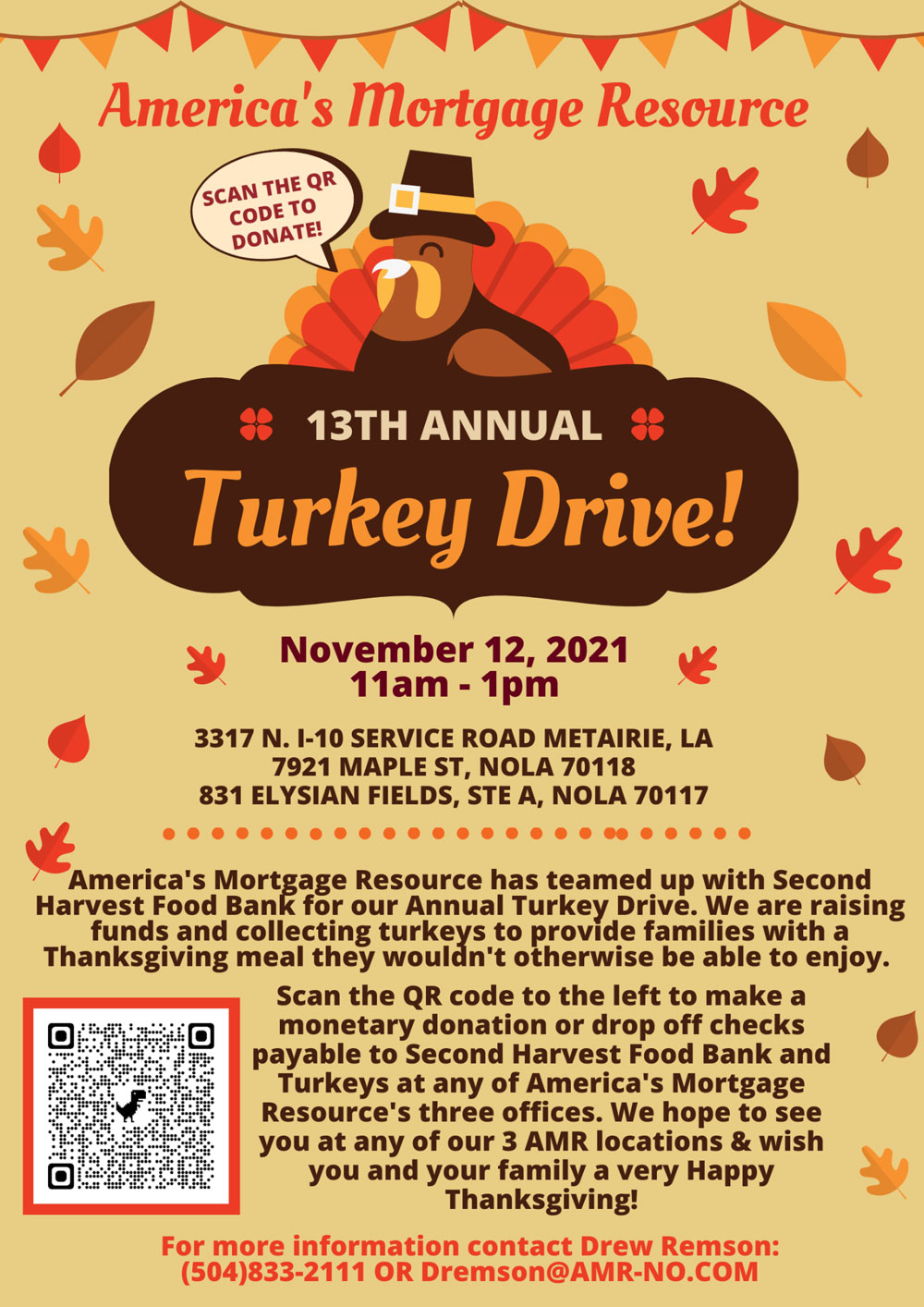 Help Us Fight Hunger With Our 13th Annual Turkey Drive!